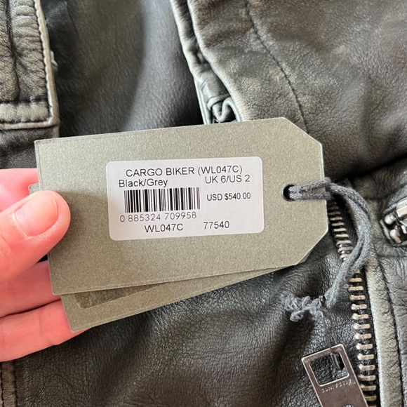 All Saints Leather Cargo Biker Jacket US 2 - Picture 6 of 16